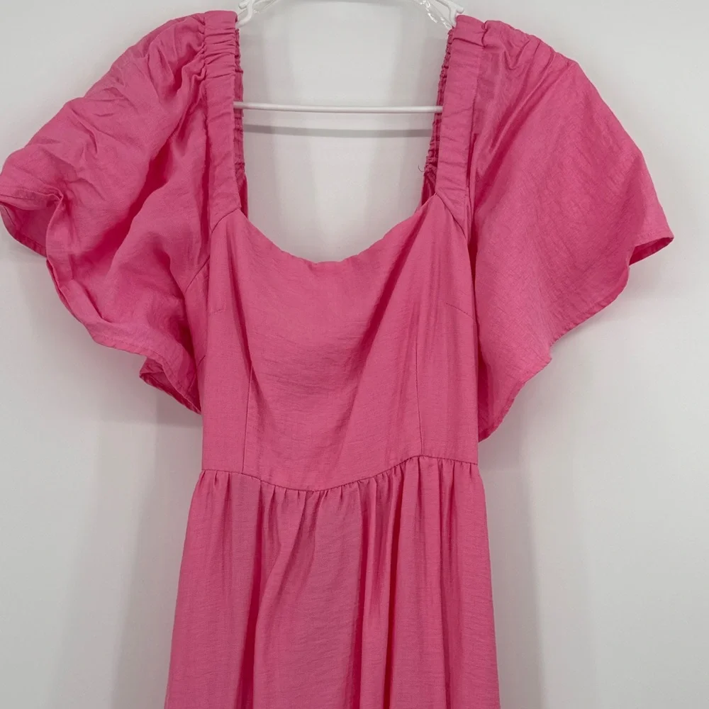 a new day Target Pink Puff-Sleeve Maxi Dress tie back size small - Picture 2 of 5